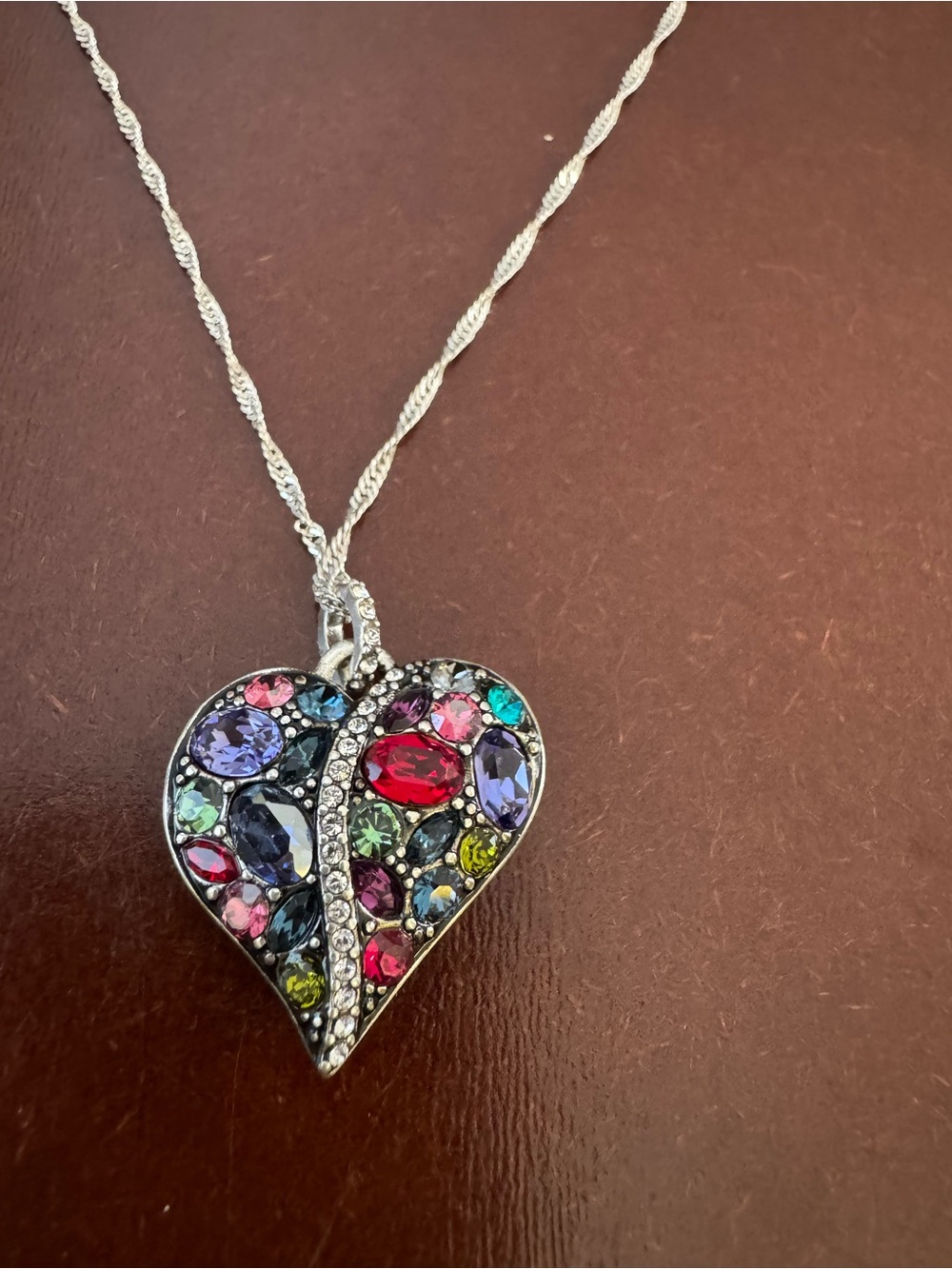 Brighton Multicolor Crystal Heart Pendant Necklace